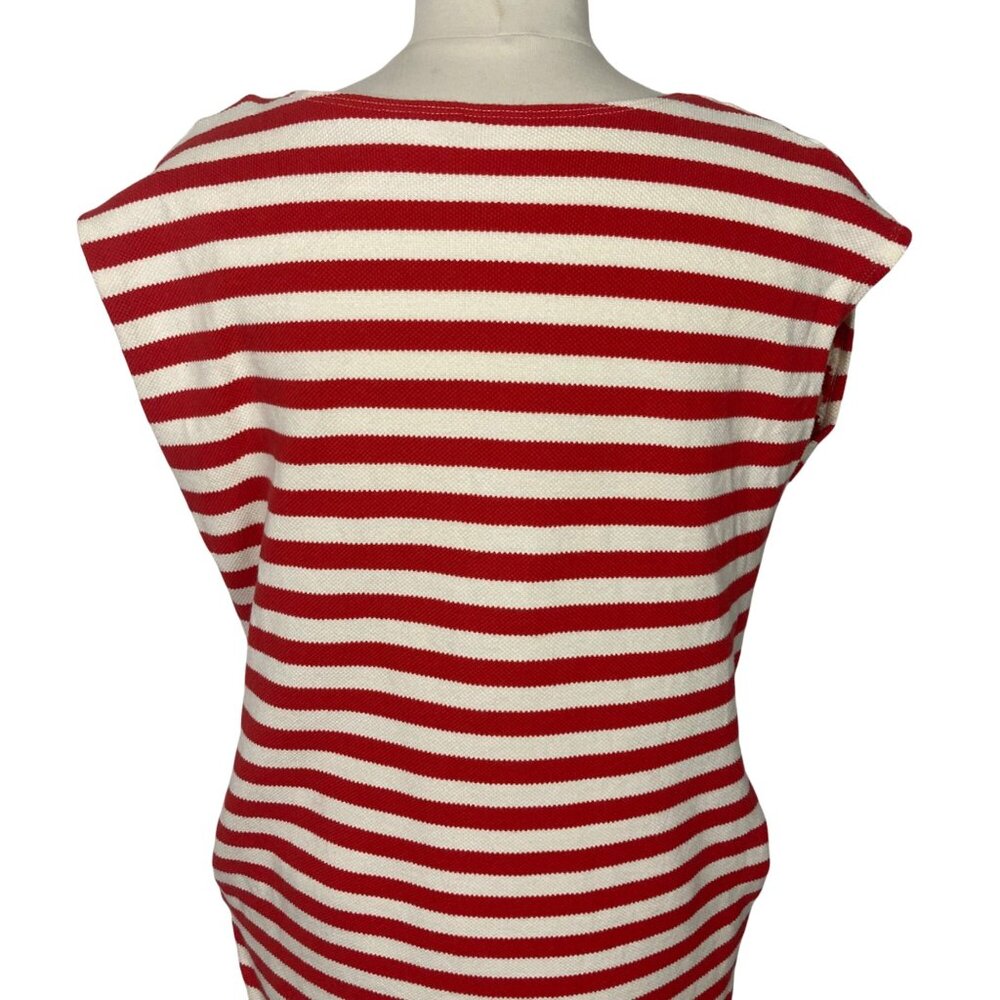O By Organic Anthropologie Dress Small Red White Striped Peruvian Cotton Preppy - Picture 9 of 10